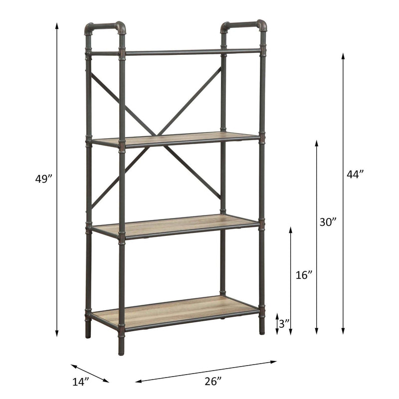 Light Brown Bookshelf with Durable Metal Frame - 26"W x 14"D x 49"H, photo 15 of 19
