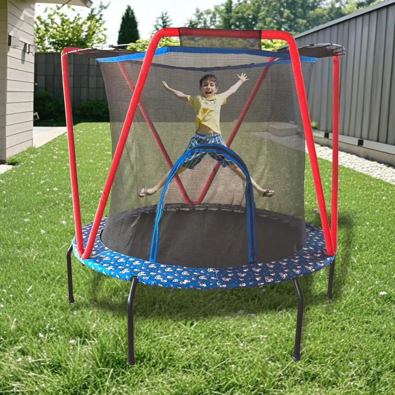 Trampoline, Toddler Indoor / Outdoor With Heighten Net, No Gap Design For Kids - Baby Blue by HouseOfZazla