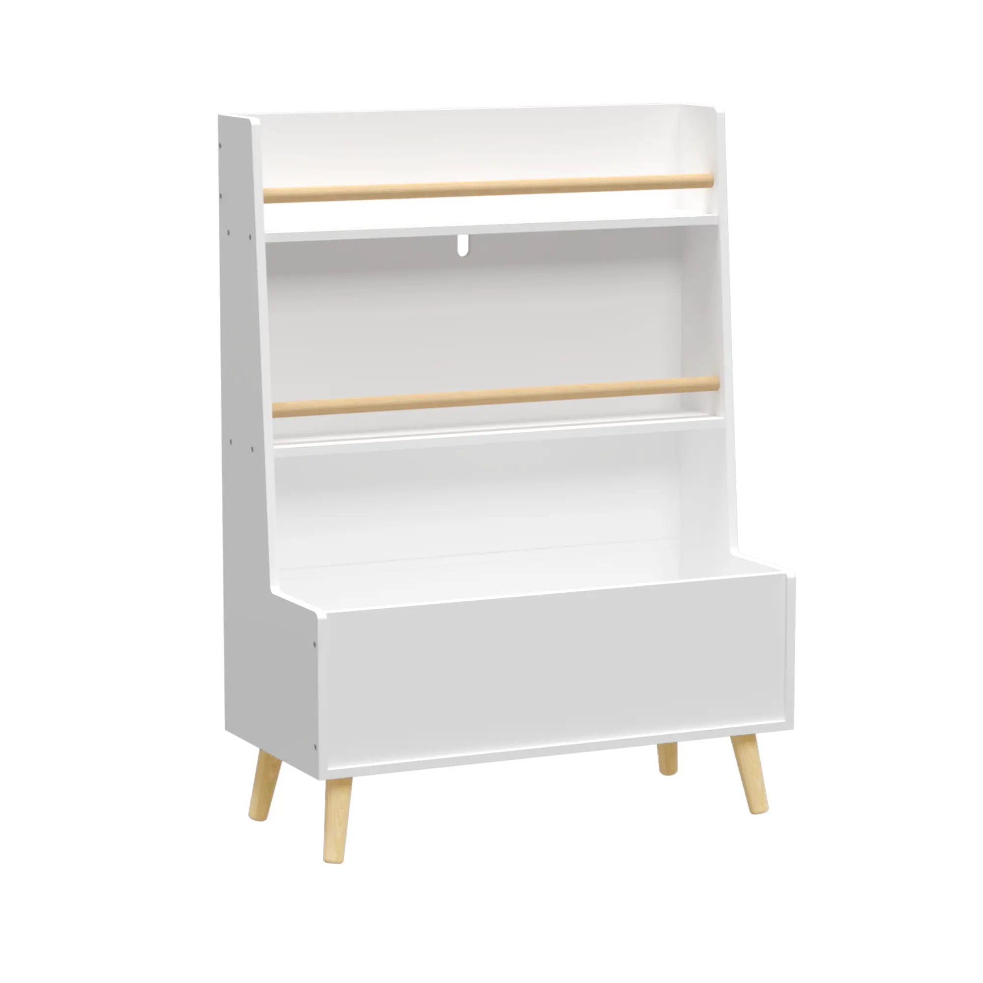 Bookshelf , Book Organizer With Toy Storage - White by Unique Piece Furniture