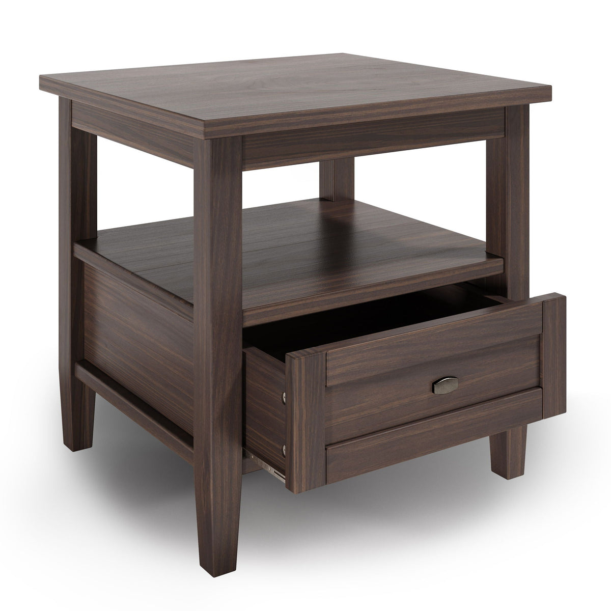 Warm Walnut Brown End Table with Storage Drawer, photo 3 of 7