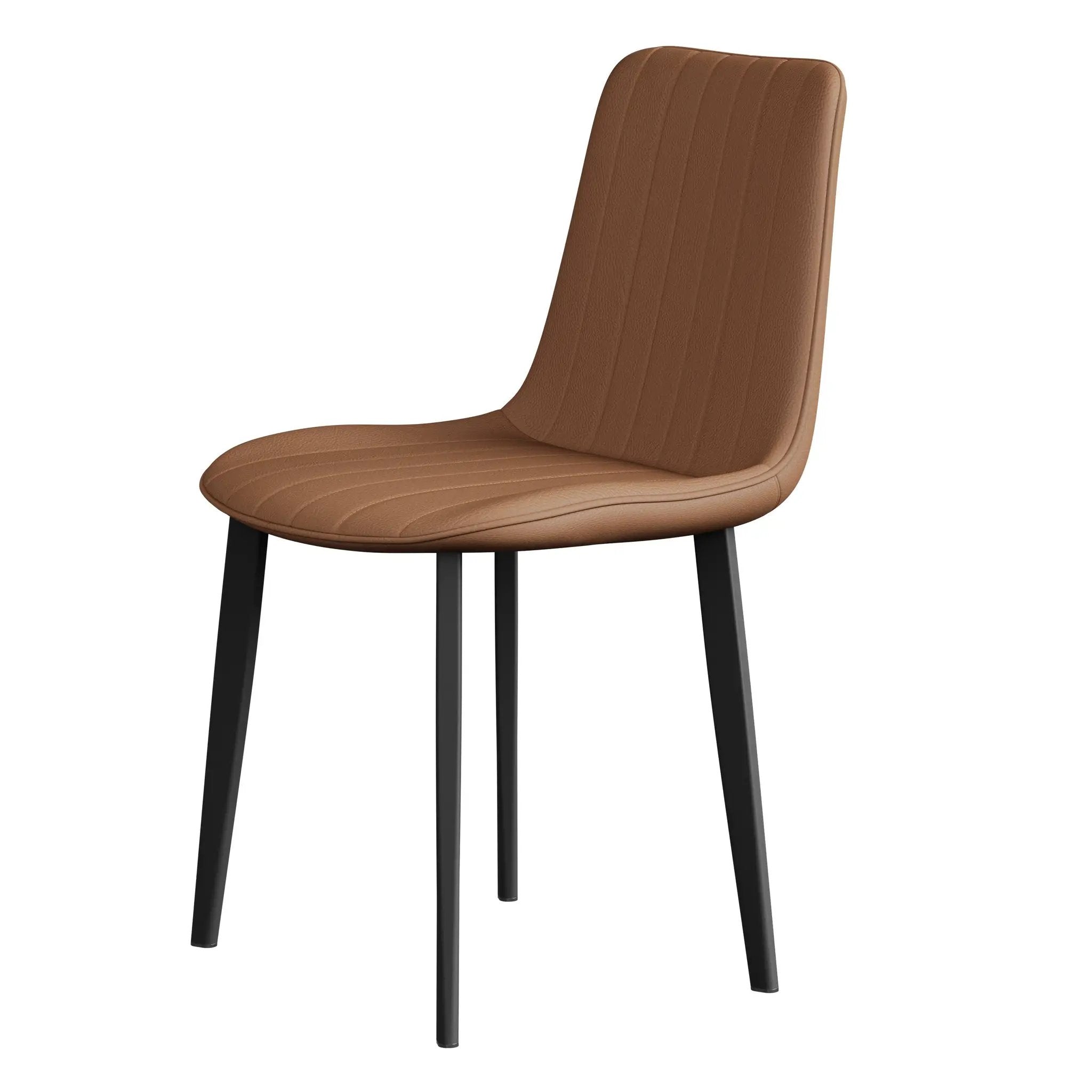 Brown PU Leather Dining Chair with Metal Legs - Set of 4 by HouseOfZazla