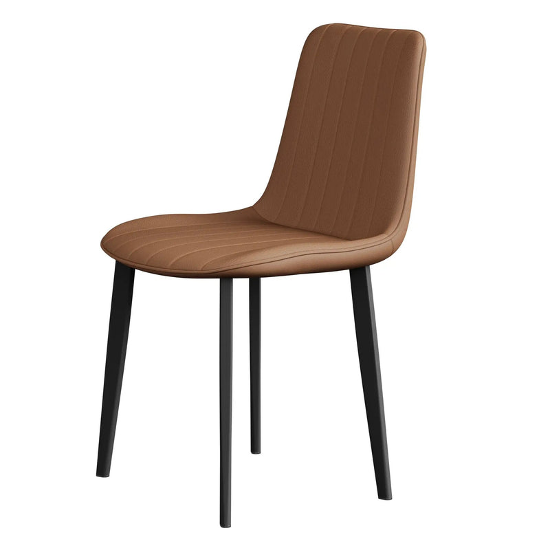 Brown PU Leather Dining Chair with Metal Legs - Set of 4 by HouseOfZazla