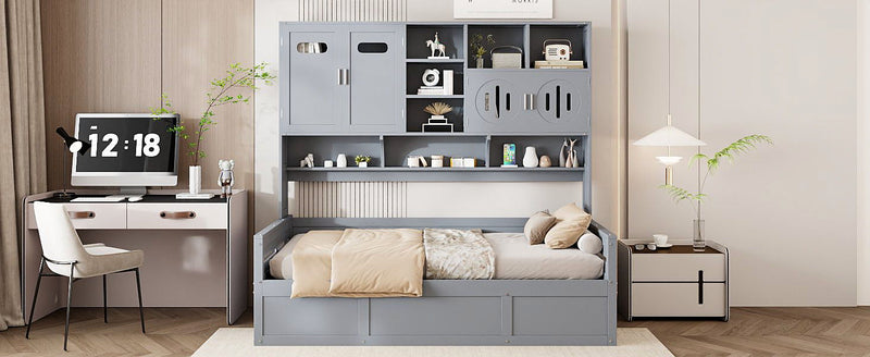 Daybed With All-In-One Cabinet And Shelf by HouseOfZazla