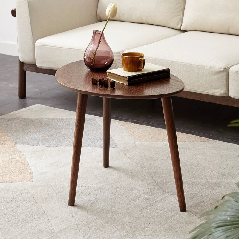 Center Table Low Table 100% Solid Oak Wood Top Plate Desk Pebble Shaped Natural Wooden Coffee Table - Walnut by HouseOfZazla