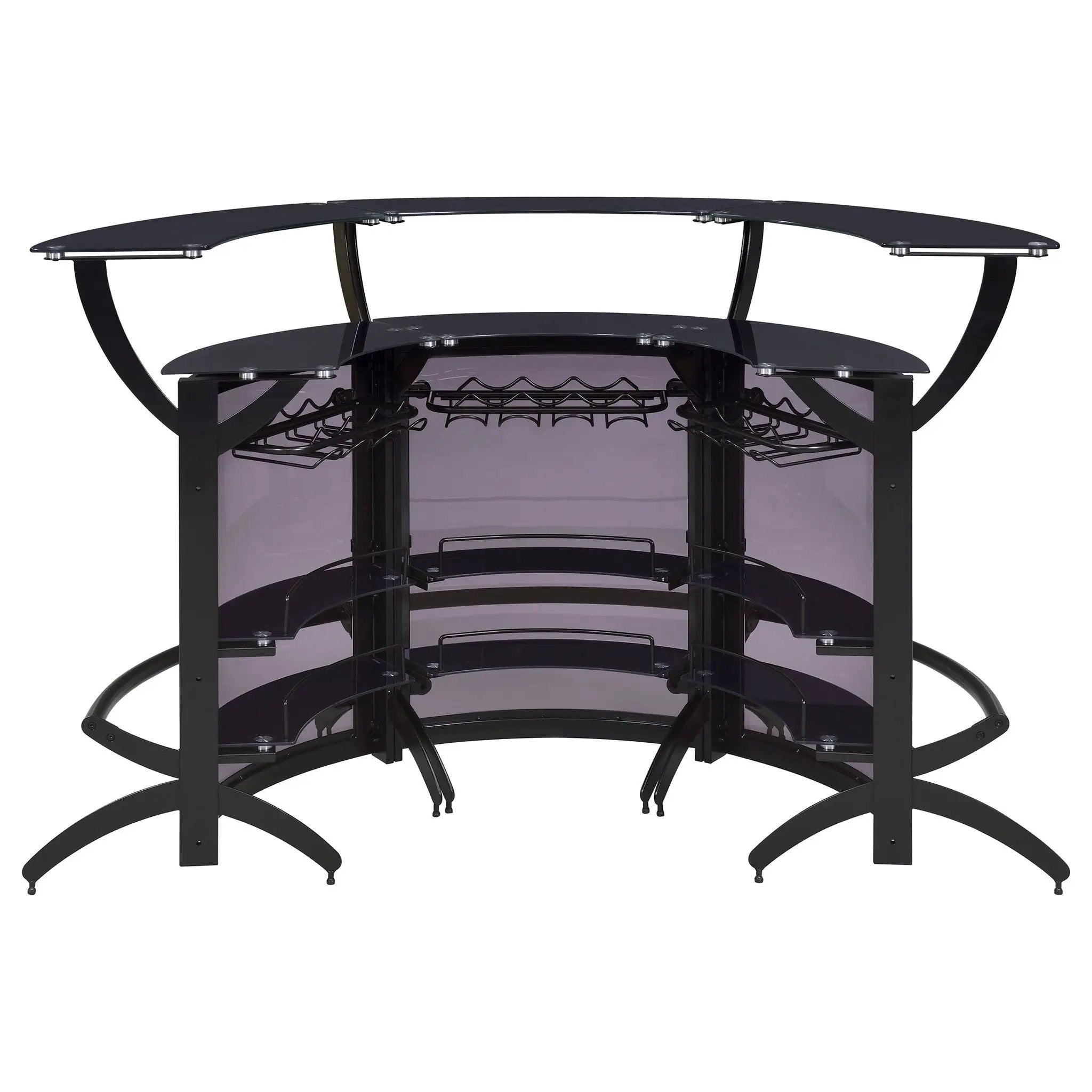 Dallas 3-piece Curved Freestanding Home Bar Cabinet Black by Unique Piece Furniture