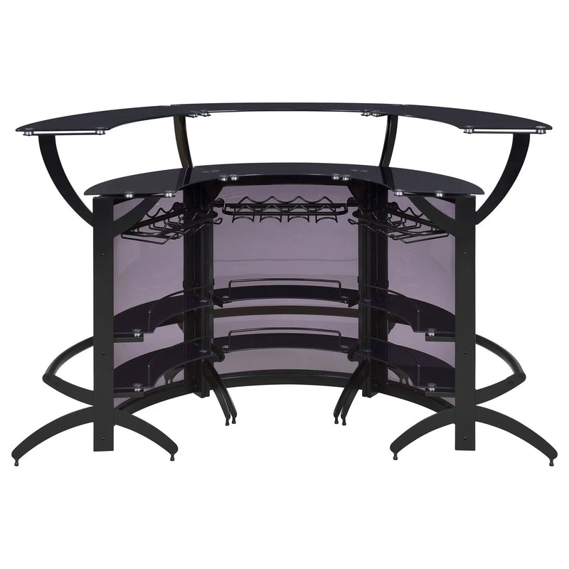 Dallas 3-piece Curved Freestanding Home Bar Cabinet Black by Unique Piece Furniture