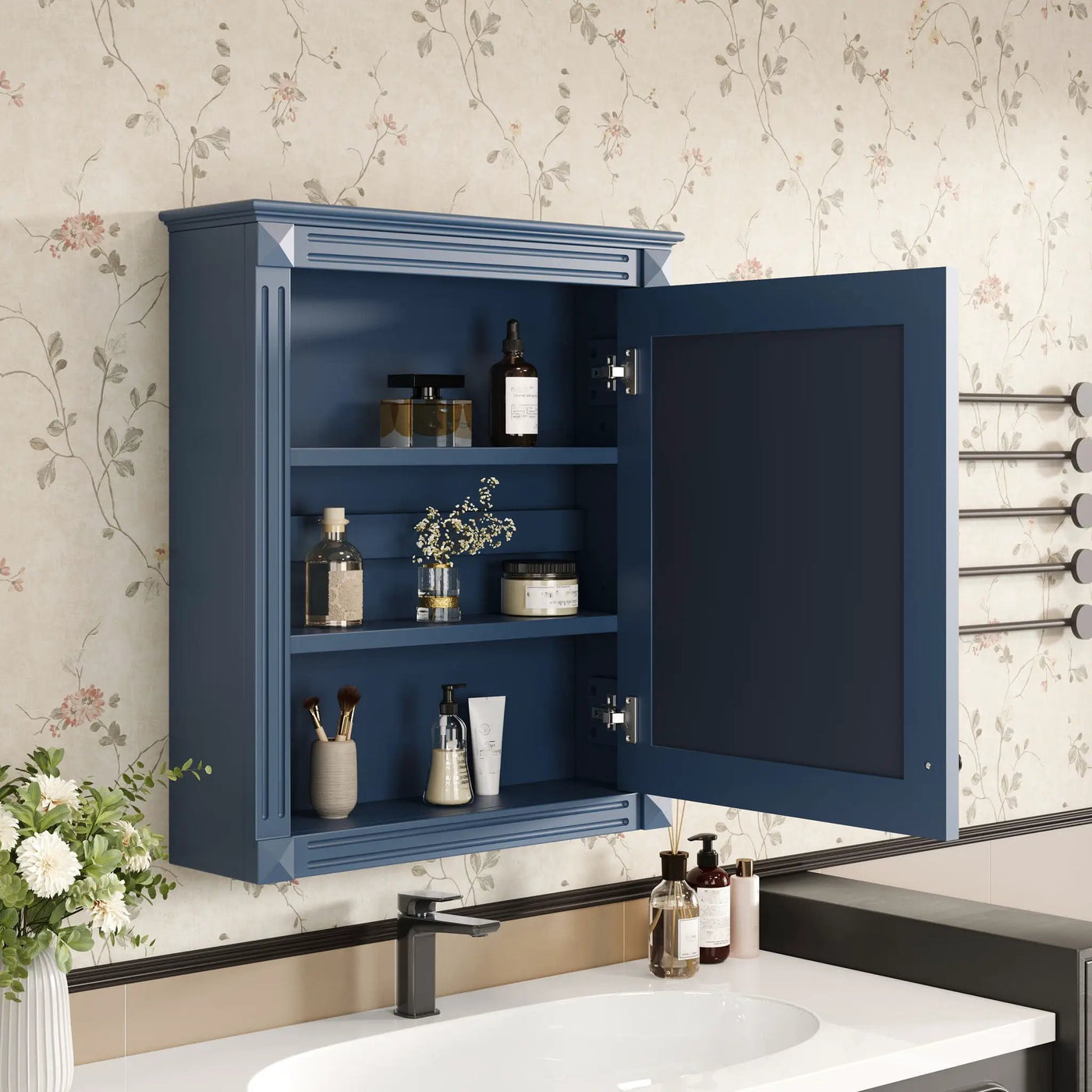 Wall Mounted Bathroom Storage Cabinet With Mirror, Medicine Cabinet With Height Adjustable Shelf by HouseOfZazla