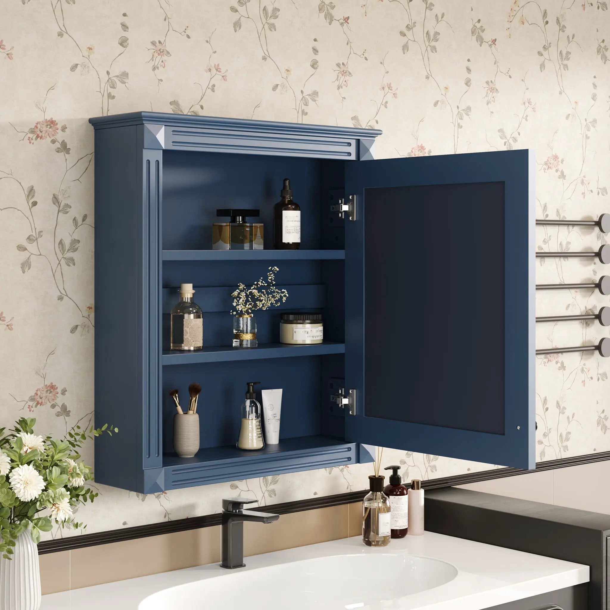 Wall Mounted Bathroom Storage Cabinet With Mirror, Medicine Cabinet With Height Adjustable Shelf by Unique Piece Furniture