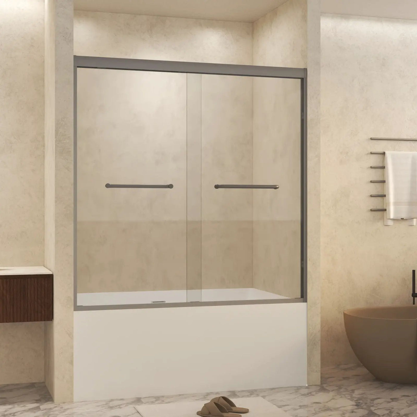 Double Sliding Shower Door With Explosion Proof Film by HouseOfZazla