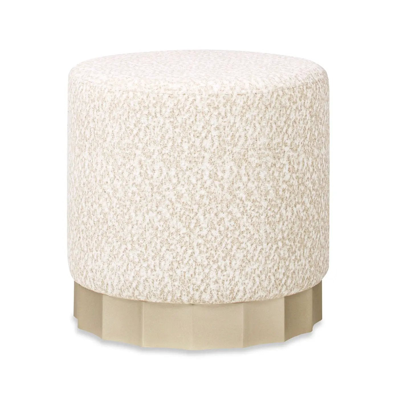 Hampton - Round Upholstered Ottoman With Scalloped Base - Speckled Egg Beige by Unique Piece Furniture