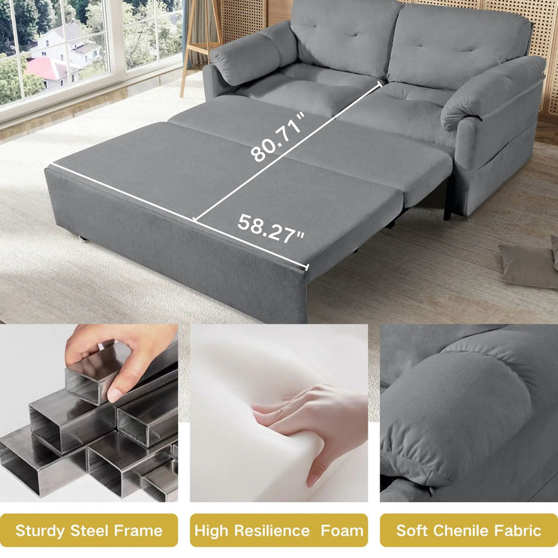 Convertible Pull Out Sofa Bed Queen Size, 3 In 1 With Side Storage by Unique Piece Furniture