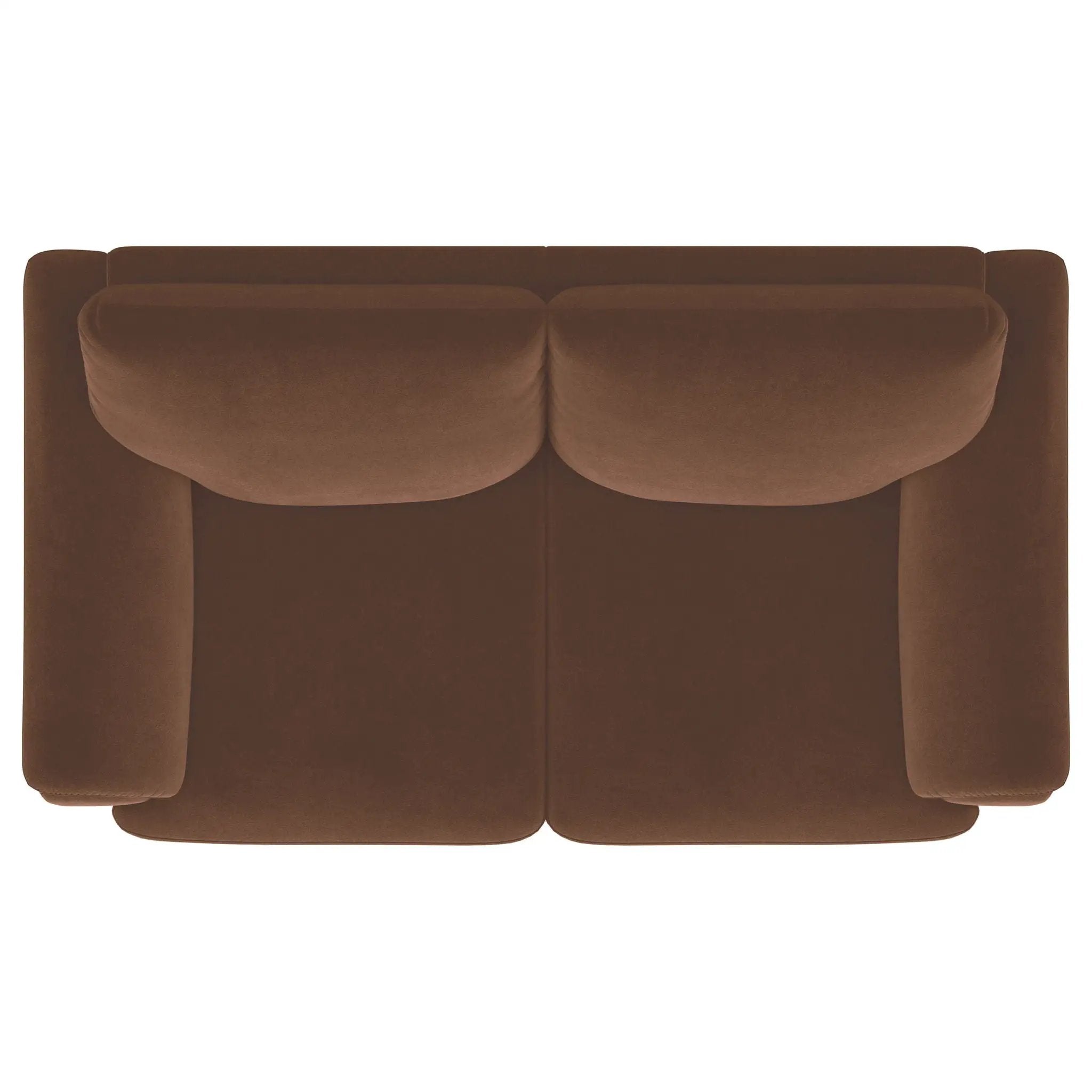 Dania - Upholstered Crescent Loveseat With Curved Tufted Arms - Rust
