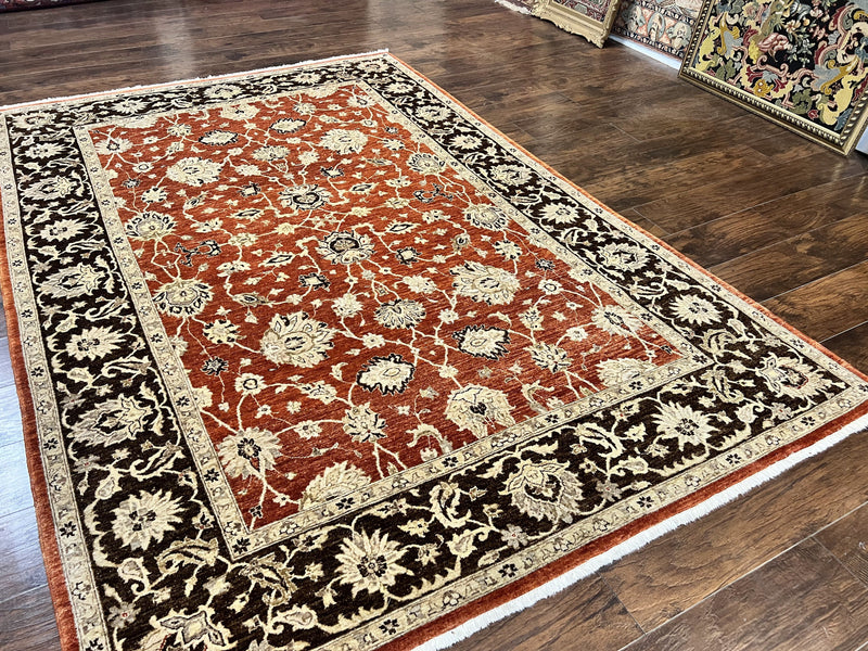 Pakistani Oriental Rug 6x9, Red, Floral Allover, Handmade Wool Rug, Peshawar Chobi Rug, Pak Persian Carpet 6 x 9 by Jewel Rugs