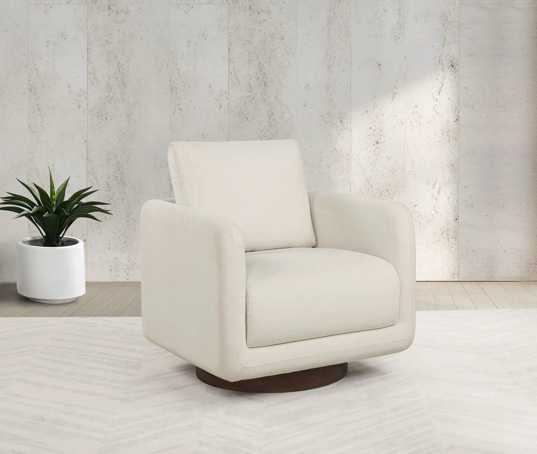 Iris Fabric Upholstered Swivel Accent Chair Ivory by Unique Piece Furniture