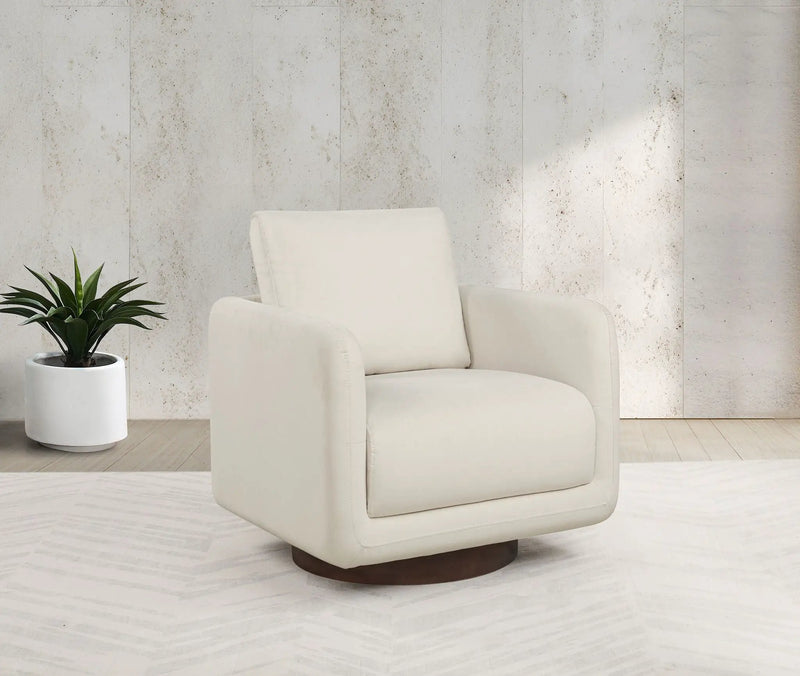Iris Fabric Upholstered Swivel Accent Chair Ivory by Unique Piece Furniture