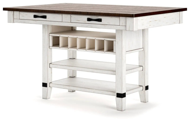 Valebeck - Rect Dining Room Counter Table With Wine Rack by Unique Piece Furniture