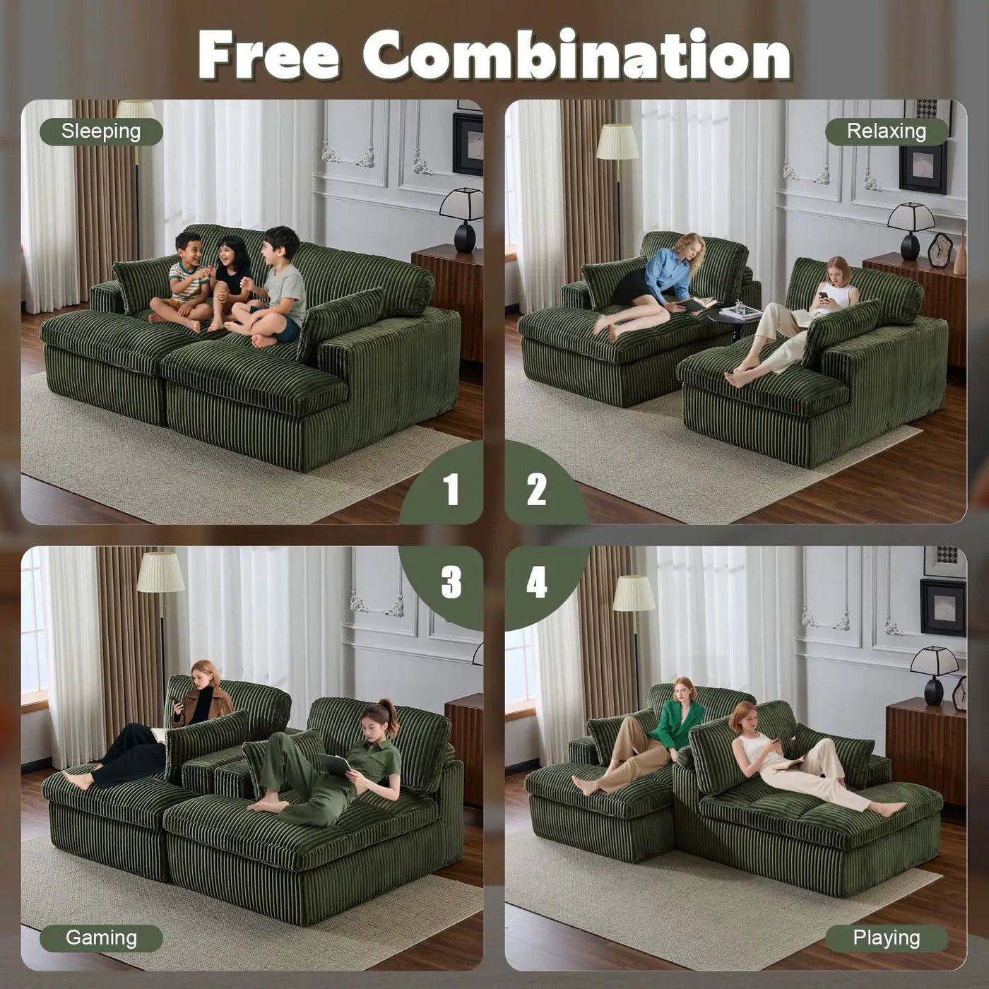 Double Chaise Lounge Chair, Oversized Upholstered Sleeper Cloud Couch by Unique Piece Furniture