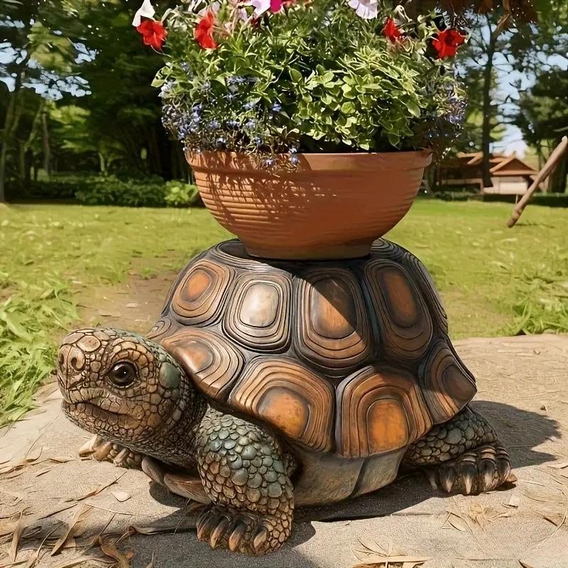 18" Garden Turtle Statue Stool - Multi-Purpose Decorative Resin Sculpture by HouseOfZazla