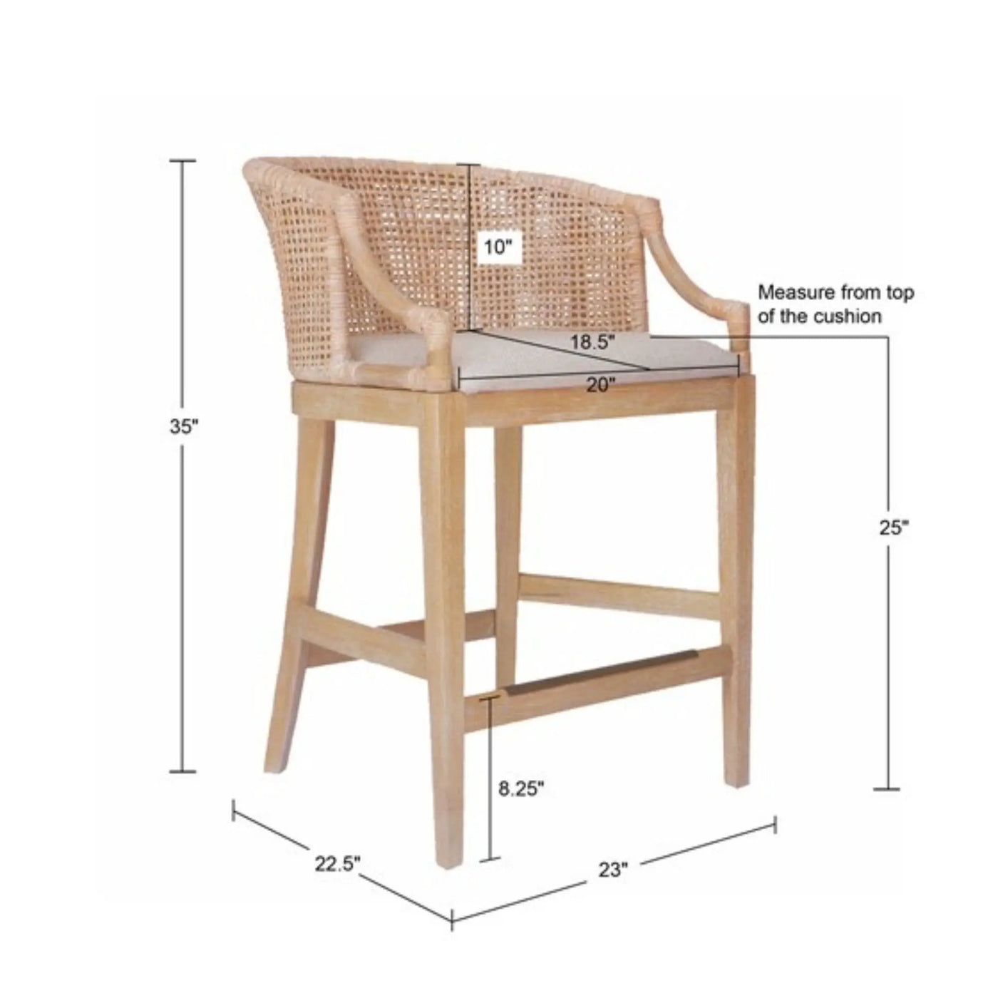 Casual Handcrafted Rattan Counter Stool by HouseOfZazla