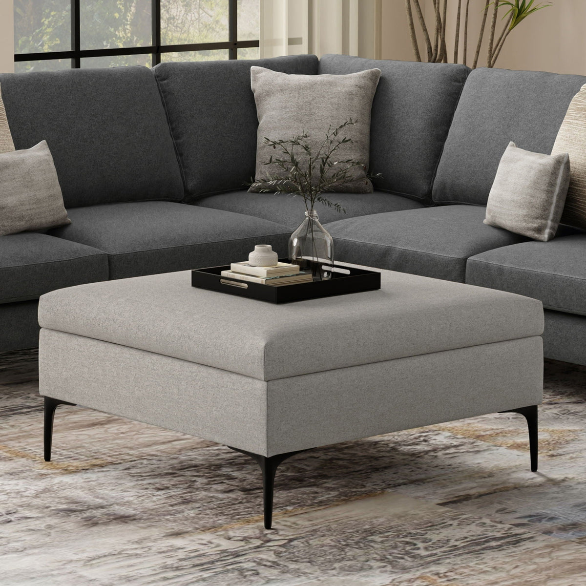 Multifunctional Coffee Table Storage Ottoman with Lift Up Lid - Gray, Dark Gray, Light Brown, photo 33 of 40