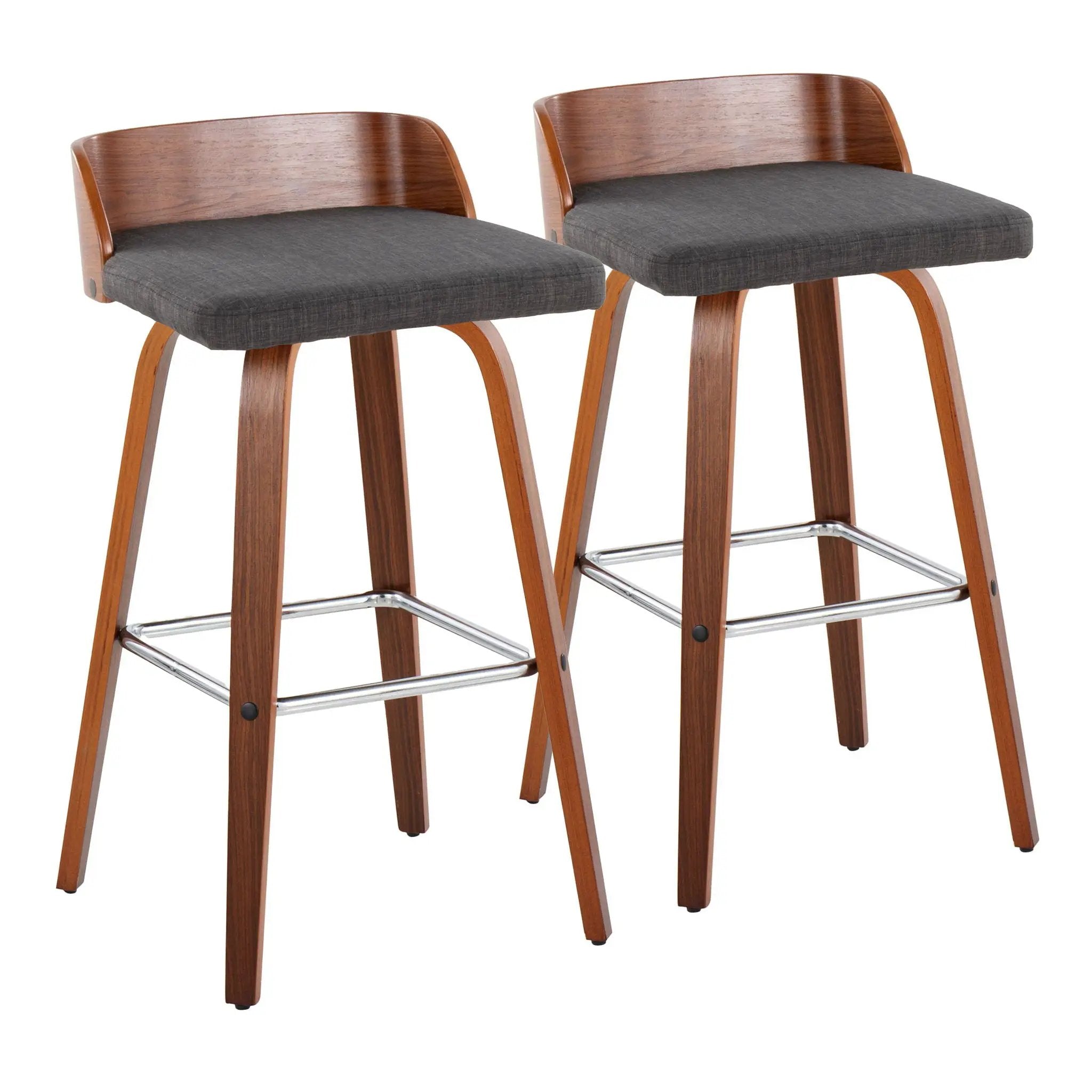 Maya - Mid Century Modern Fixed Height Barstool With Swivel With Square Footrest (Set of 2) by Unique Piece Furniture