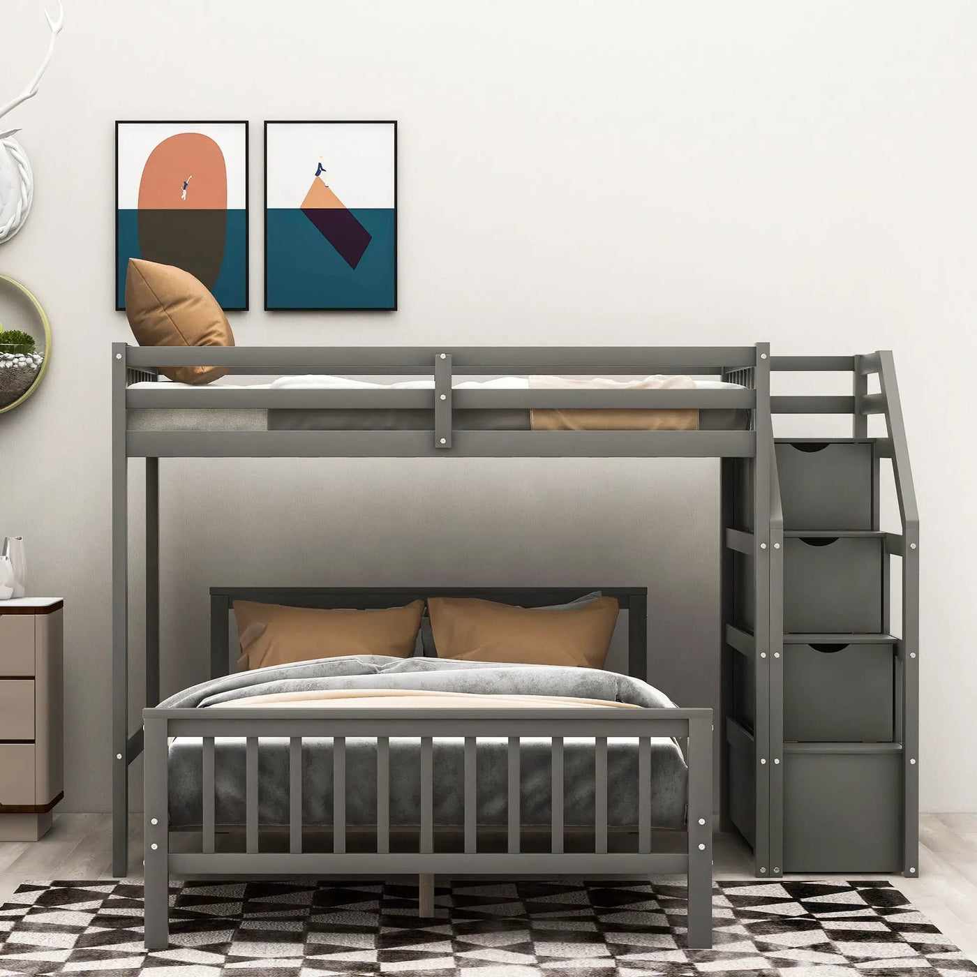 Loft Bed With Staircase And Storage by HouseOfZazla