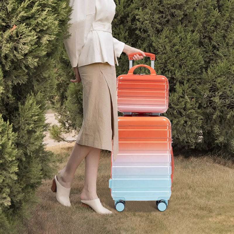 2 Pc PC Spinner Wheel Luggage Set with Gradient Color and Lock by HouseOfZazla