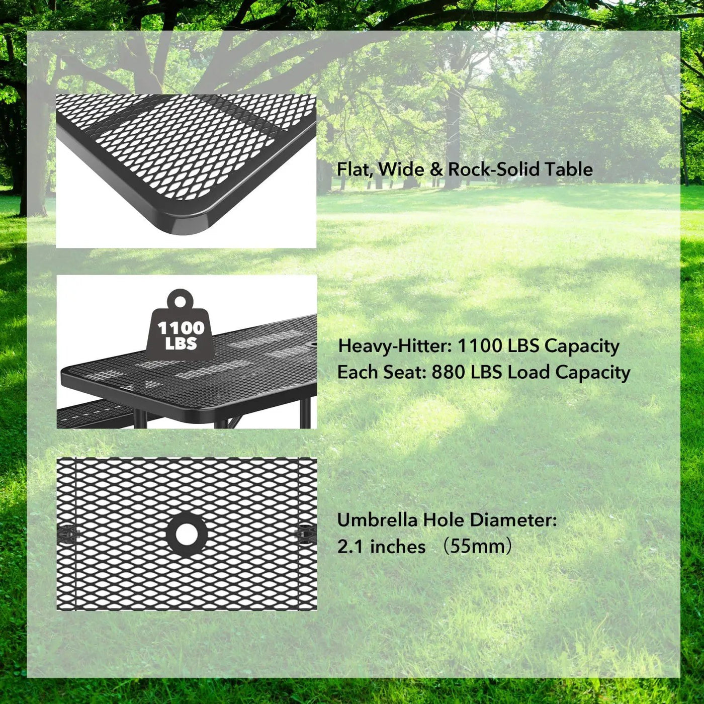 8ft Rectangle Picnic Table With Umbrella Hole by Chery Industrial