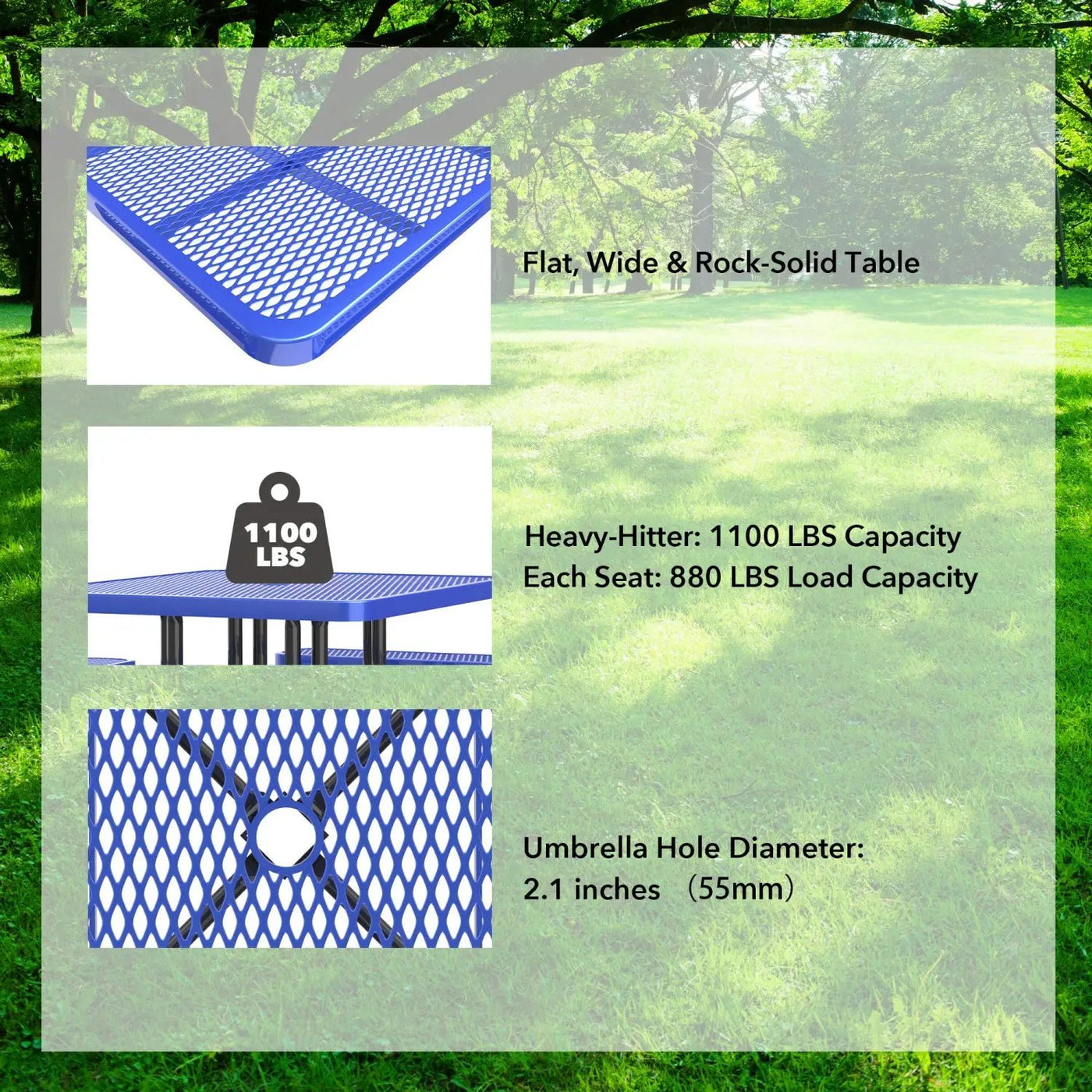 8ft Rectangle Picnic Table With Umbrella Hole by Chery Industrial