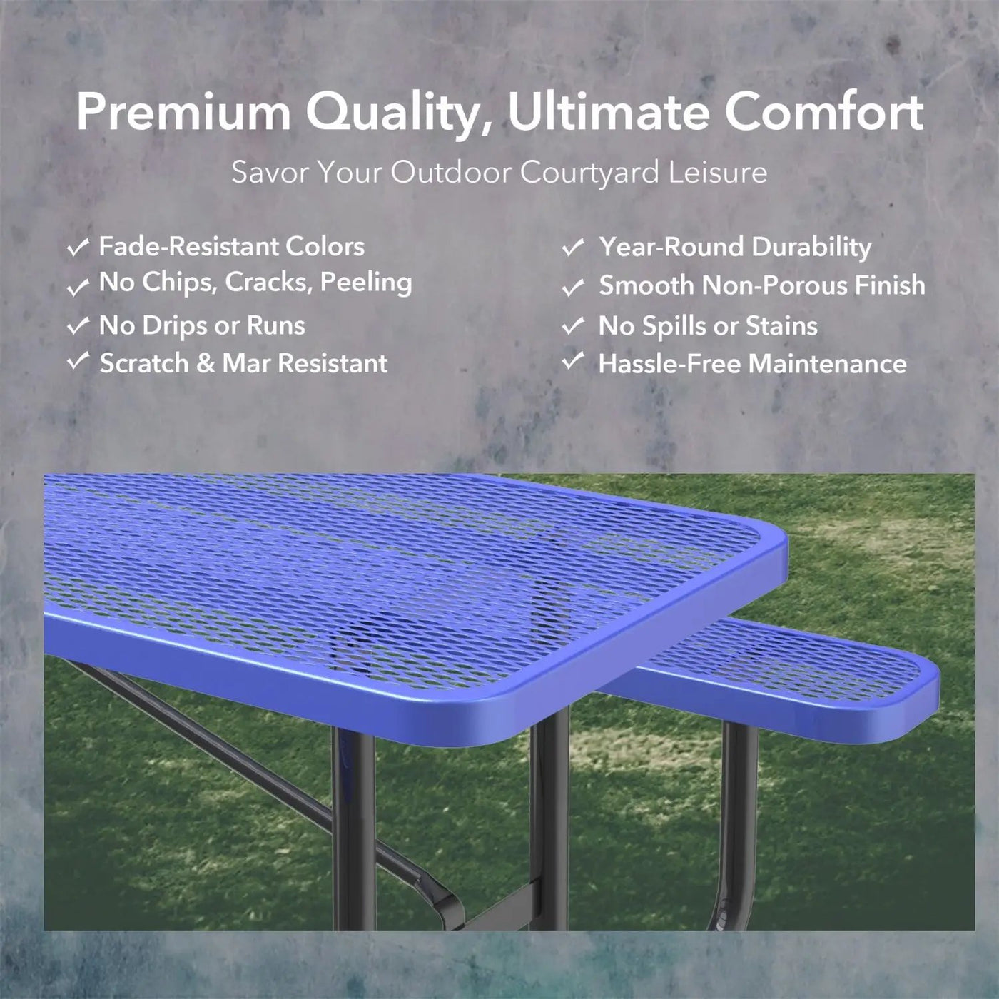 8ft Rectangle Picnic Table With Umbrella Hole by Chery Industrial