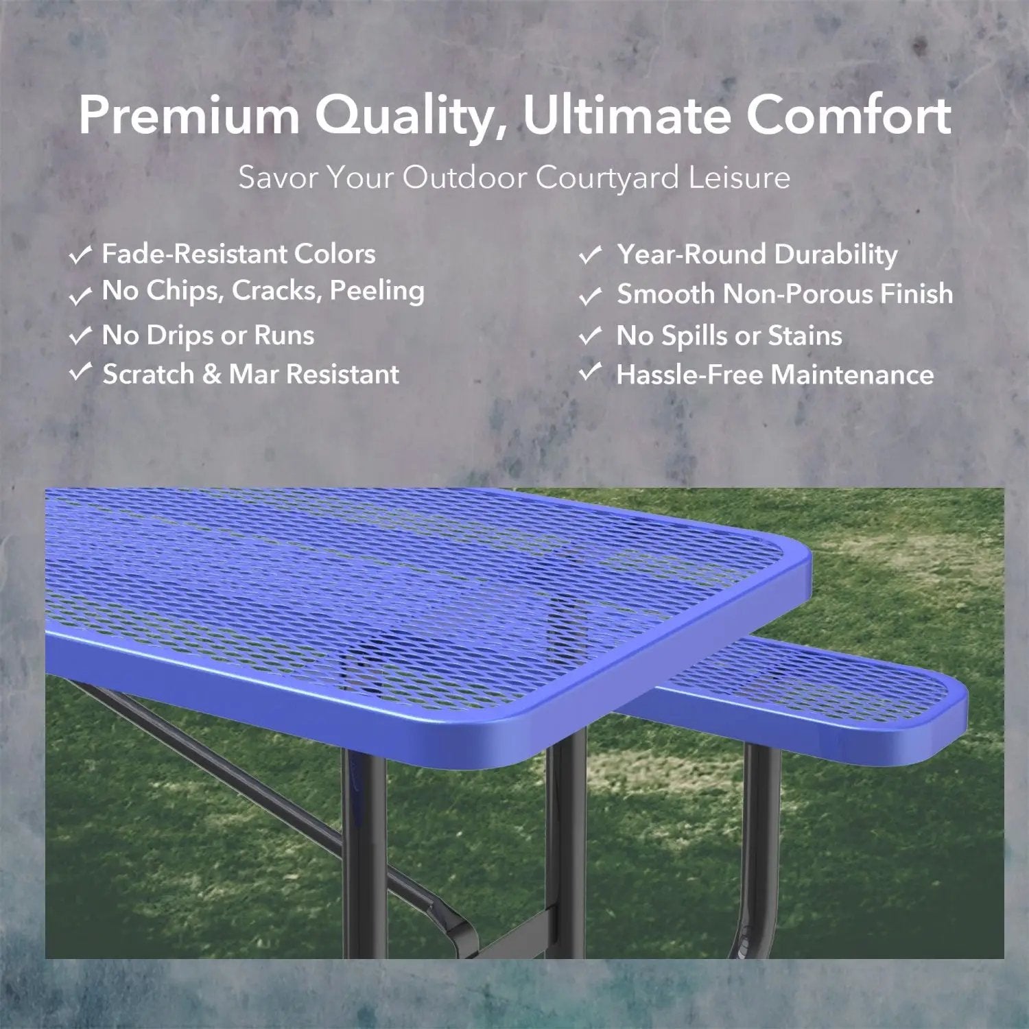8ft Rectangle Picnic Table With Umbrella Hole by Chery Industrial