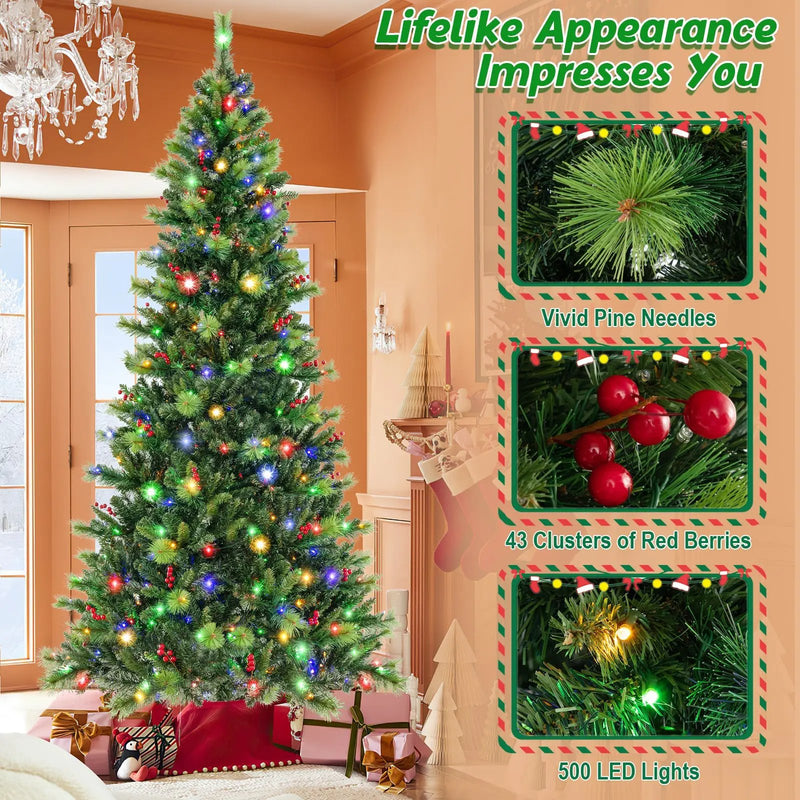 6/7/8 Feet Pre-Lit Artificial Christmas Tree with 300/400/500 LED Lights by DirectDeals