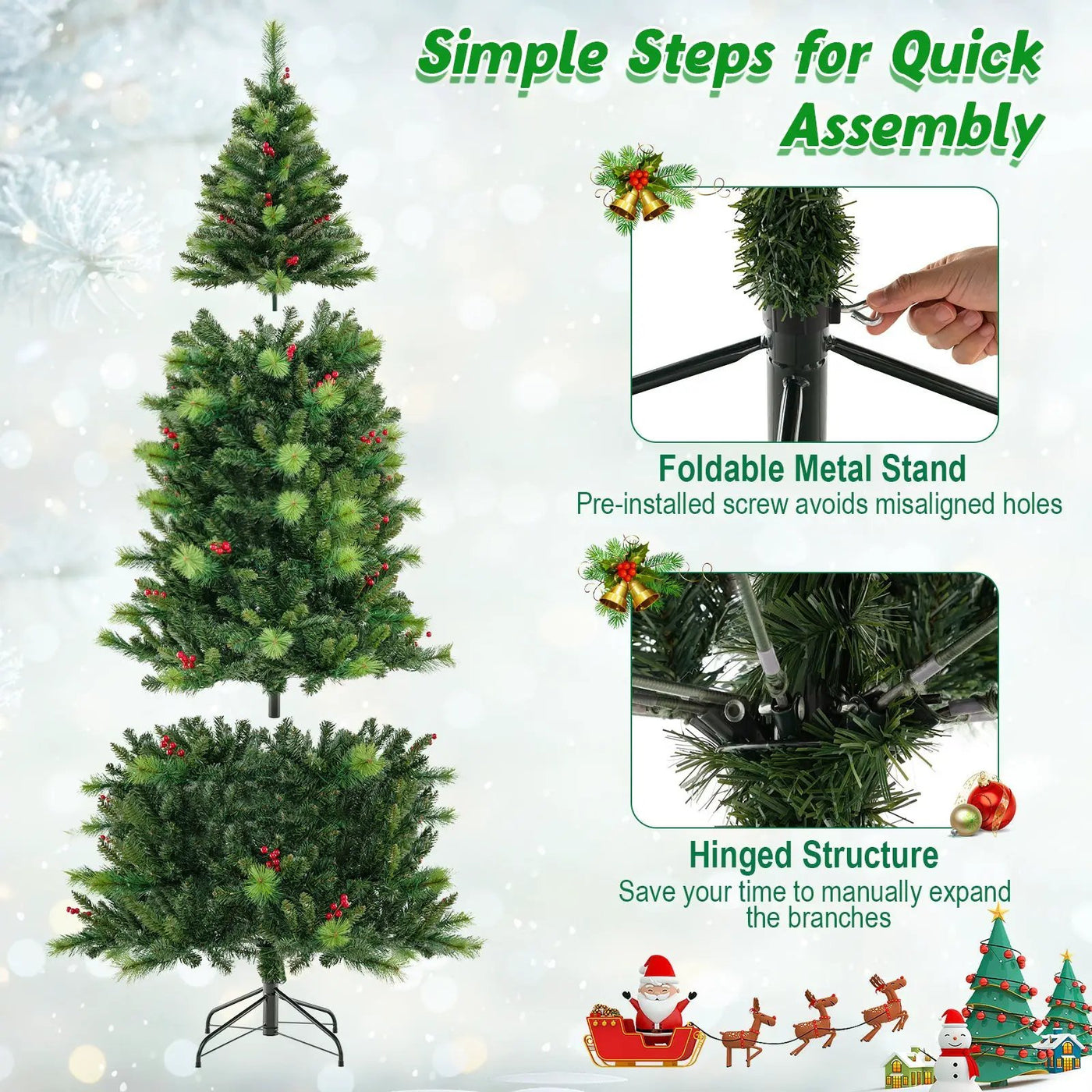 6/7/8 Feet Pre-Lit Artificial Christmas Tree with 300/400/500 LED Lights by DirectDeals