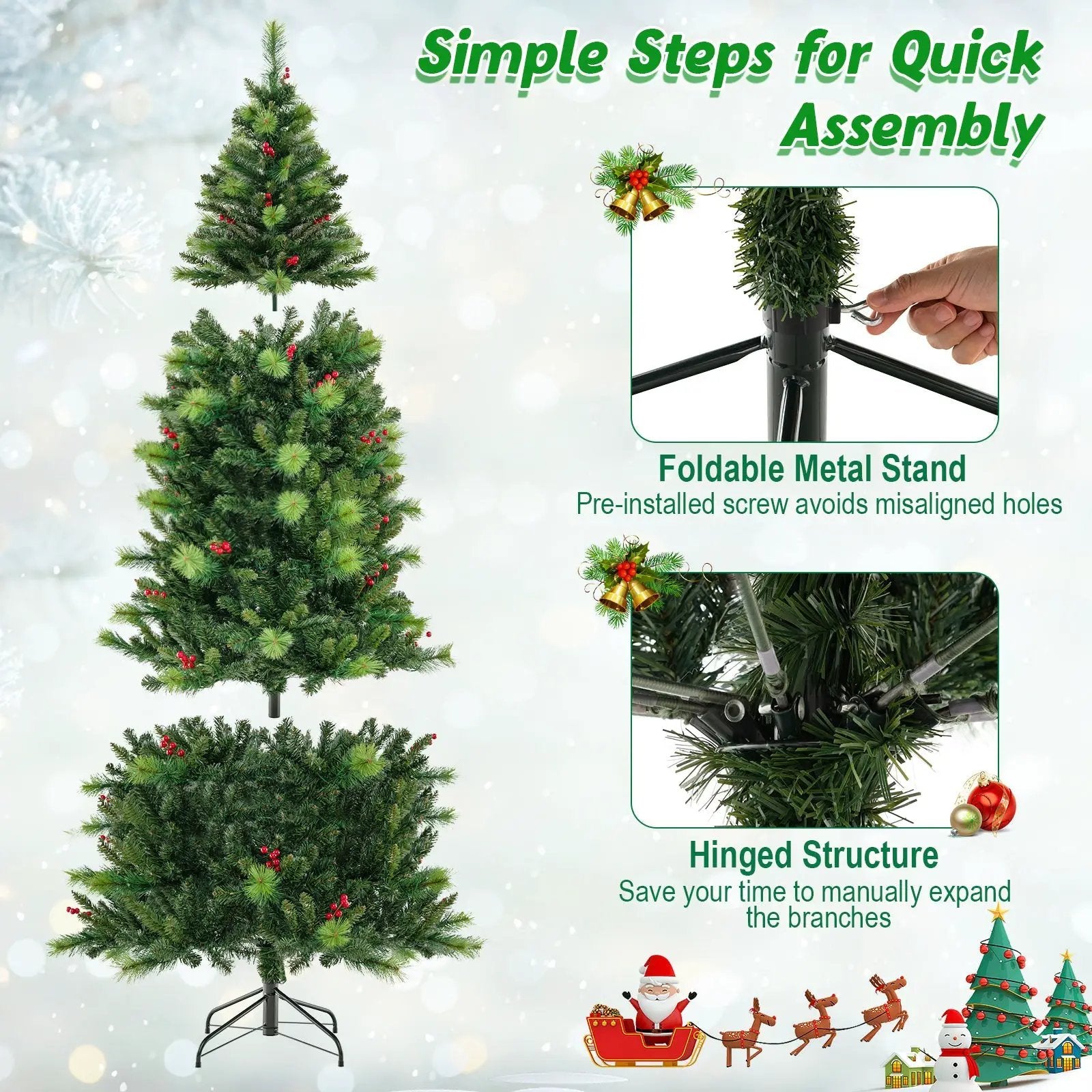 6/7/8 Feet Pre-Lit Artificial Christmas Tree with 300/400/500 LED Lights by DirectDeals