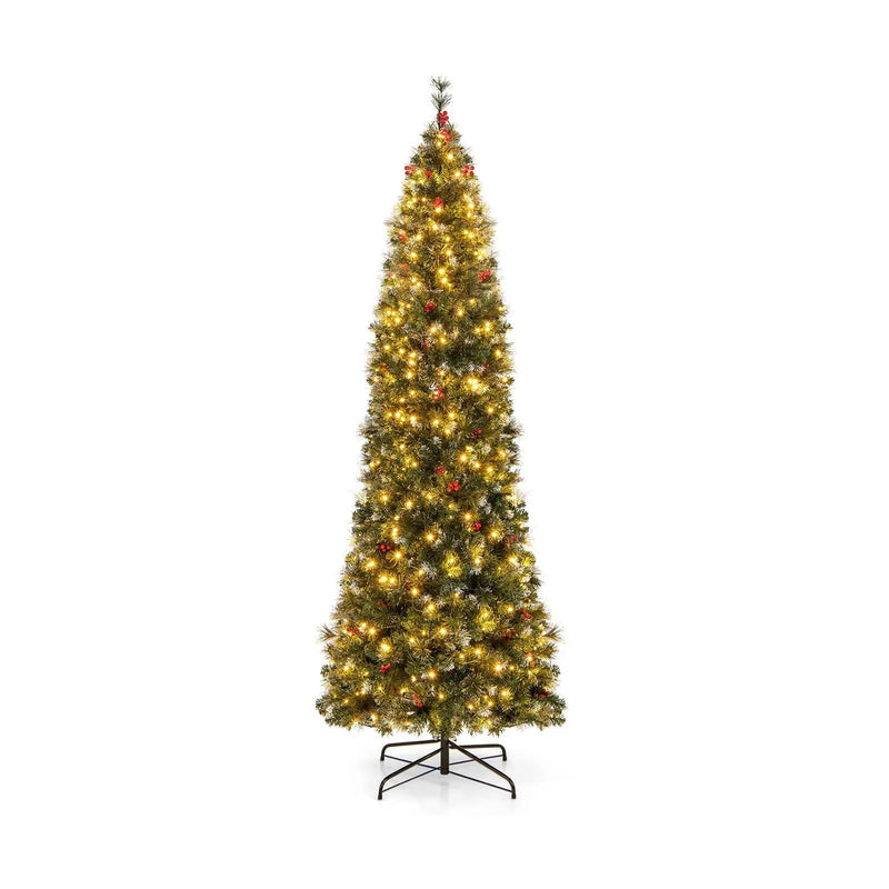 5/6/7/8/9 FT Pre-Lit Artificial Hinged Slim Pencil Christmas Tree by DirectDeals