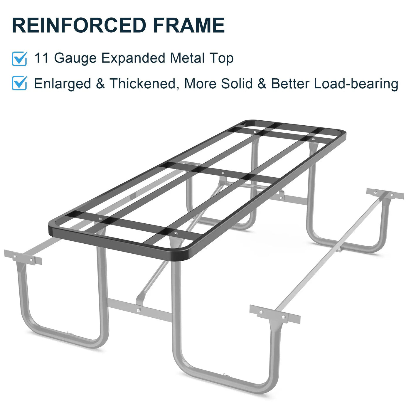 8 ft Metal Picnic Tables for Outdoors, Rectangle Coated Steel Patio Furniture Set by Chery Industrial