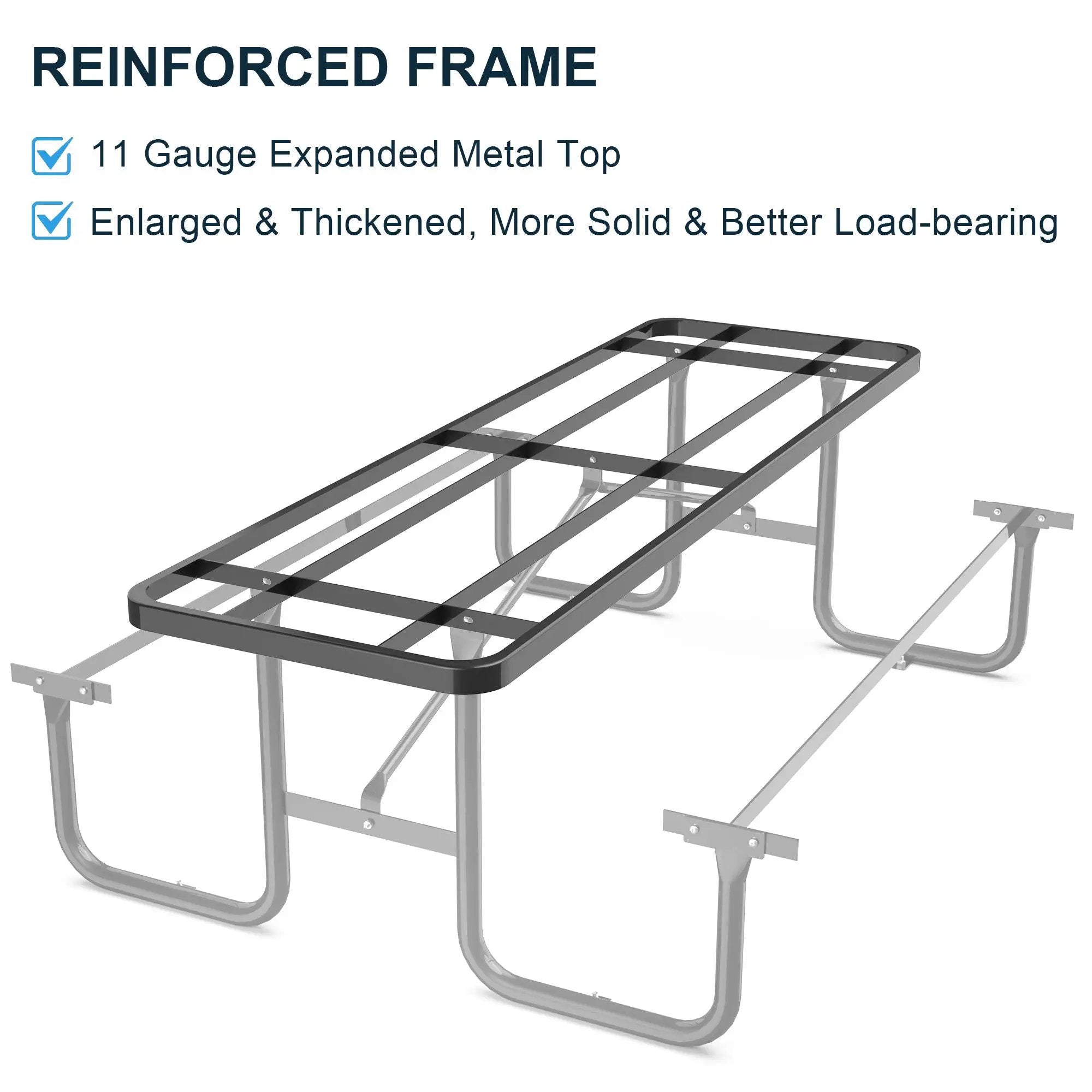 8 ft Metal Picnic Tables for Outdoors, Rectangle Coated Steel Patio Furniture Set by Chery Industrial
