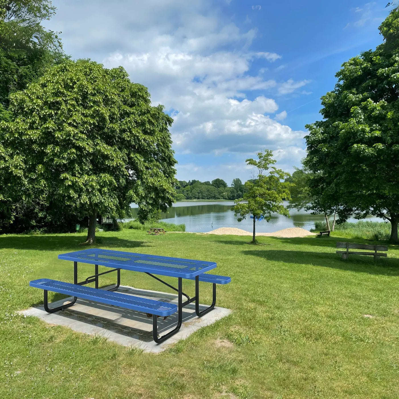 8 ft Metal Picnic Tables for Outdoors, Rectangle Coated Steel Patio Furniture Set by Chery Industrial
