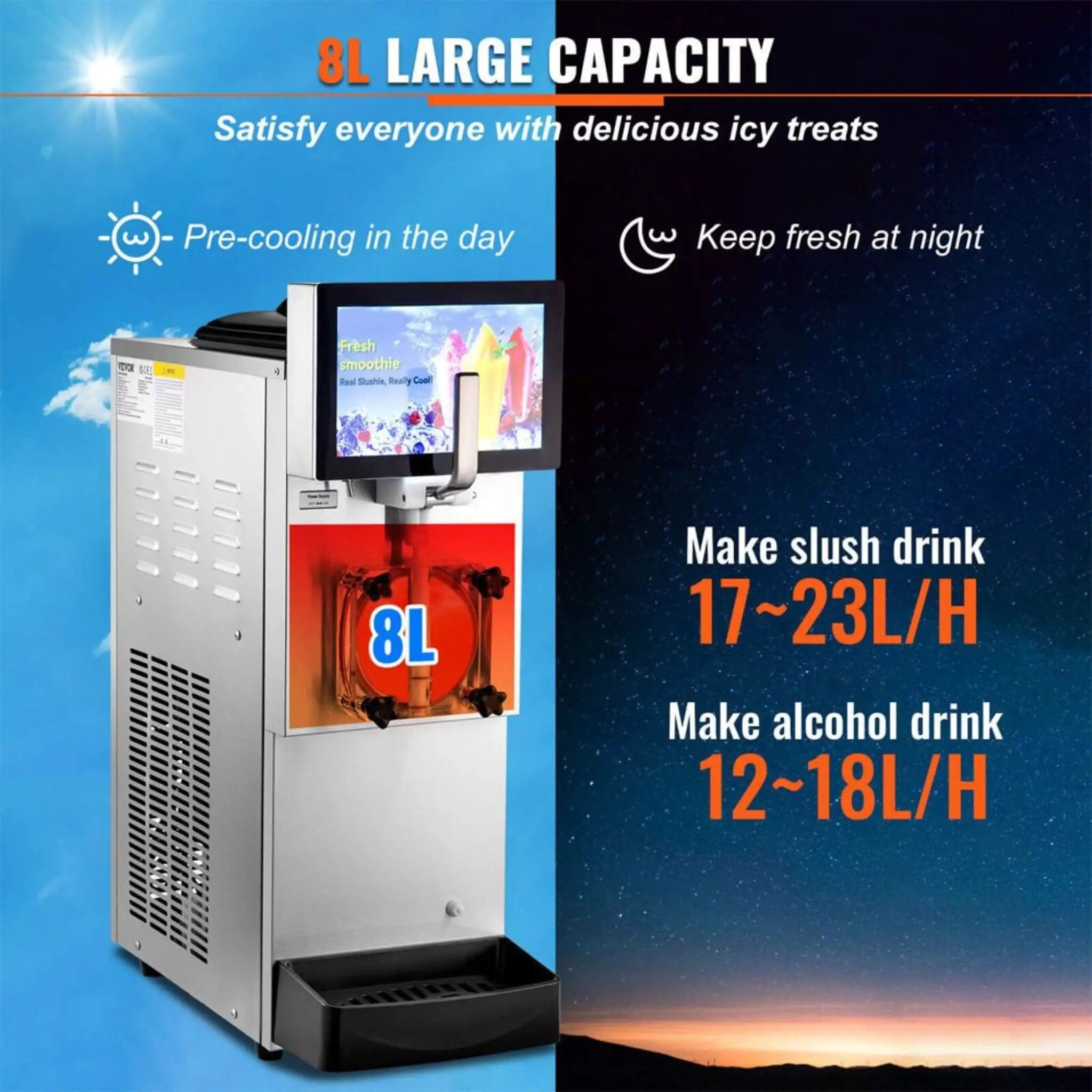 8L Commercial 1050W Single Frozen Margarita Ice Slushy Drink Maker Machine (SAK94026) by SAKSBY WHOLESALE