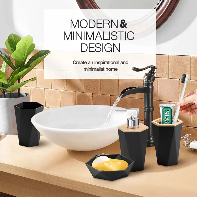 8pcs Bathroom Accessory Sets - Includes Toothbrush Holder, Cup, Soap Dispenser, Dish, Swab Box, Lotion Bottle, Toilet Brush, and Trash Can, Bathroom Supplies, Ideal Housewarming Gift, Bathroom Decor and Accessories by House Of Avana
