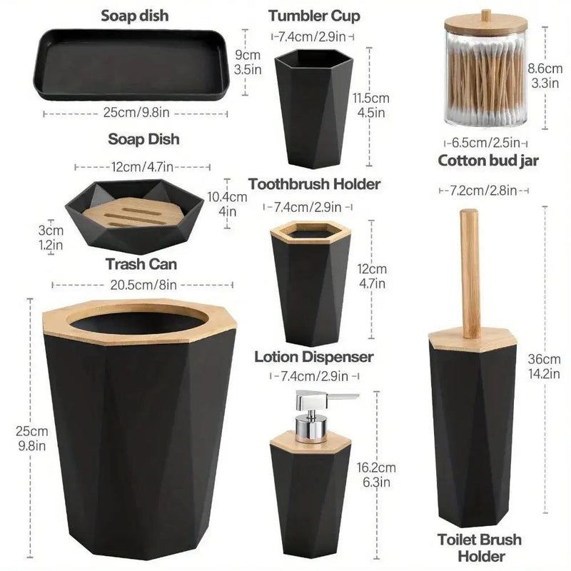 8pcs Bathroom Accessory Sets - Includes Toothbrush Holder, Cup, Soap Dispenser, Dish, Swab Box, Lotion Bottle, Toilet Brush, and Trash Can, Bathroom Supplies, Ideal Housewarming Gift, Bathroom Decor and Accessories by House Of Avana