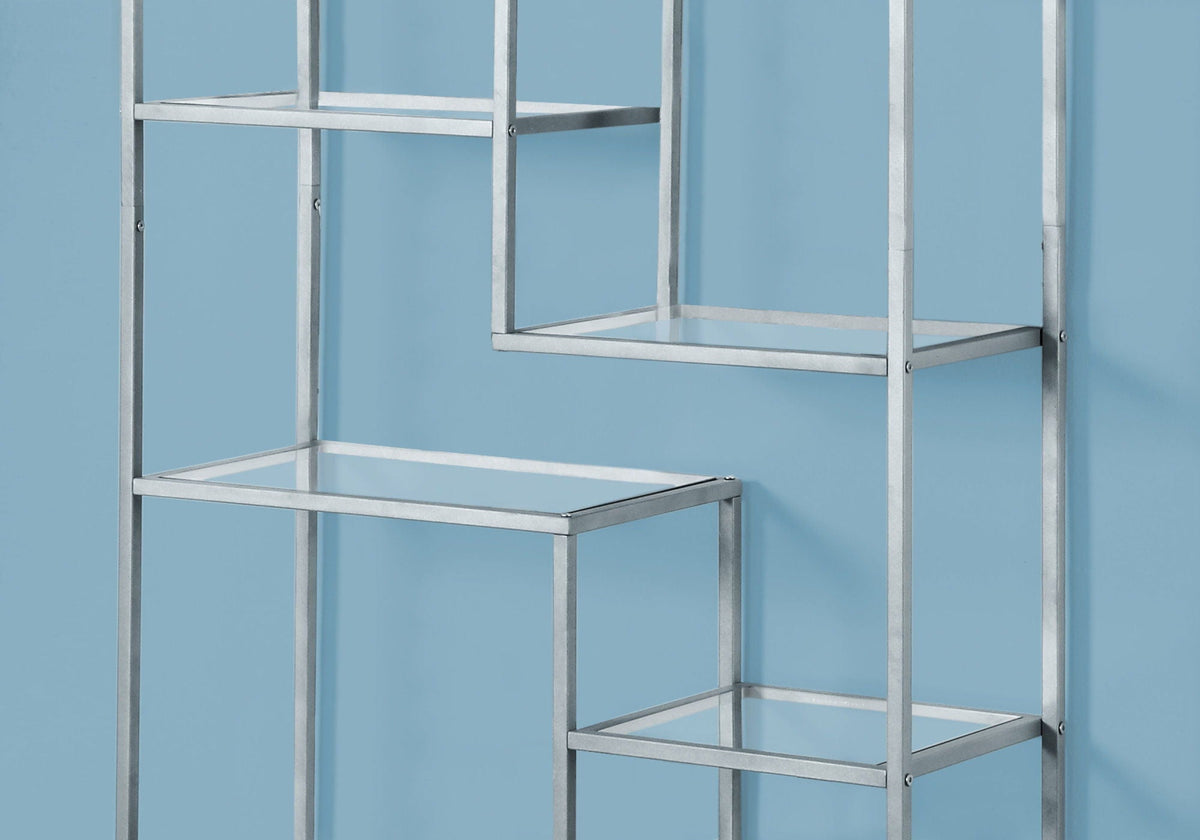 Modern Bookshelf Etagere with 9 Glass Shelves - White or Gray, photo 7 of 8