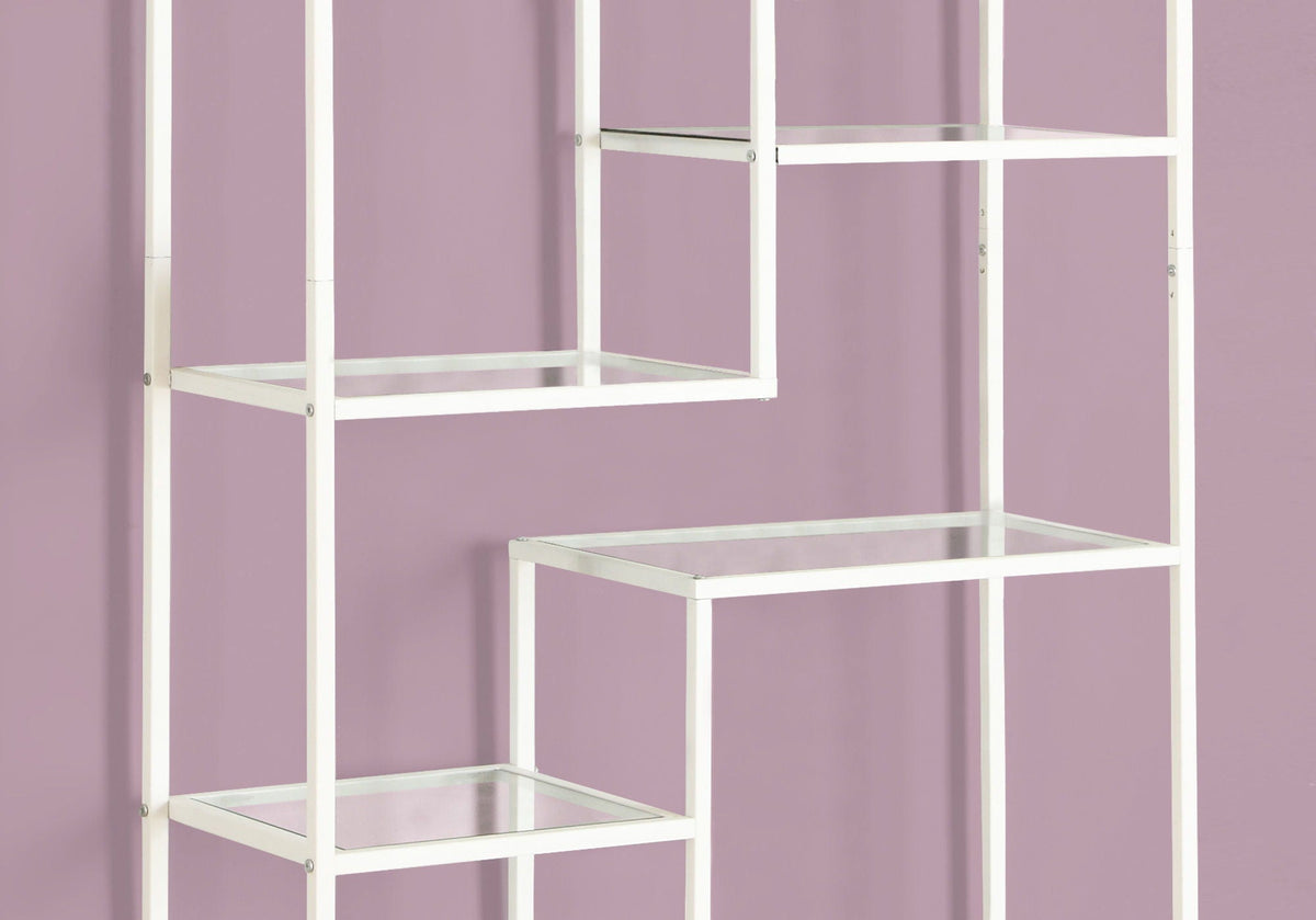 Modern Bookshelf Etagere with 9 Glass Shelves - White or Gray, photo 8 of 8