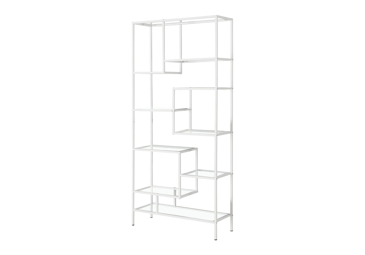 Modern Bookshelf Etagere with 9 Glass Shelves - White or Gray, photo 2 of 8