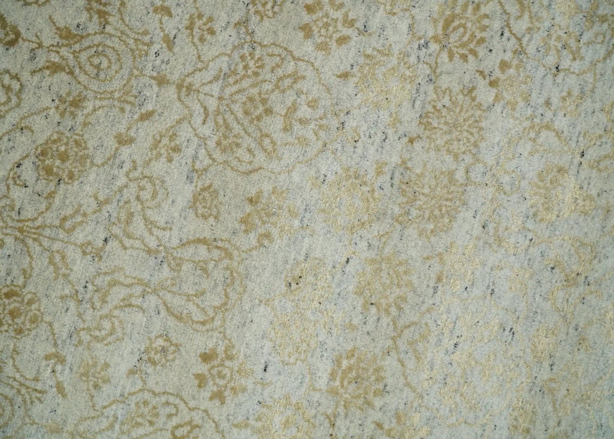 8x10 Fine Hand Knotted Beige and Gold Traditional Vintage Persian Style Antique Silk Rug by The Rug Decor