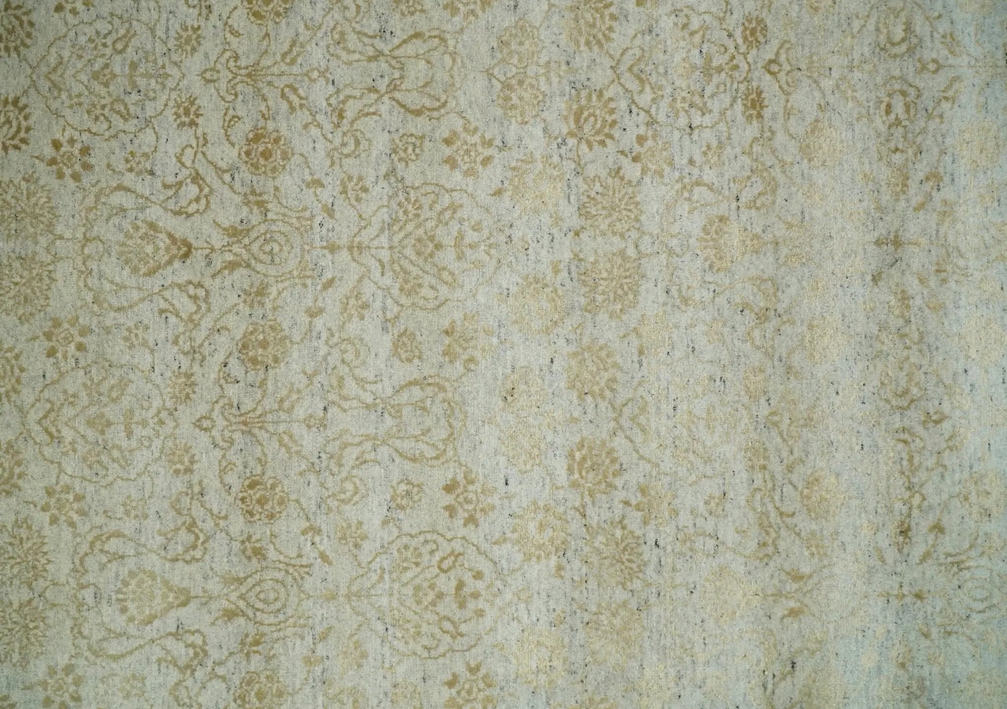 8x10 Fine Hand Knotted Beige and Gold Traditional Vintage Persian Style Antique Silk Rug by The Rug Decor