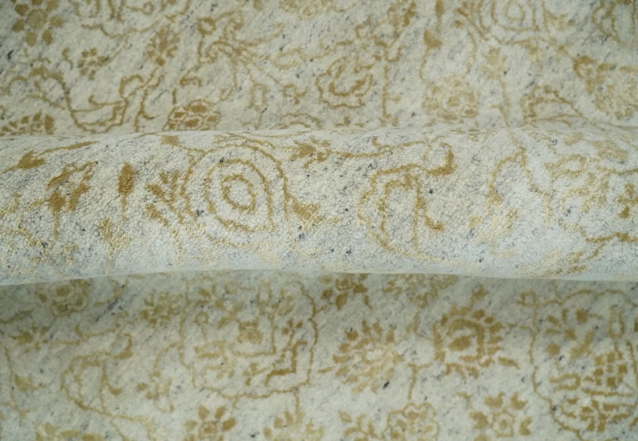 8x10 Fine Hand Knotted Beige and Gold Traditional Vintage Persian Style Antique Silk Rug by The Rug Decor