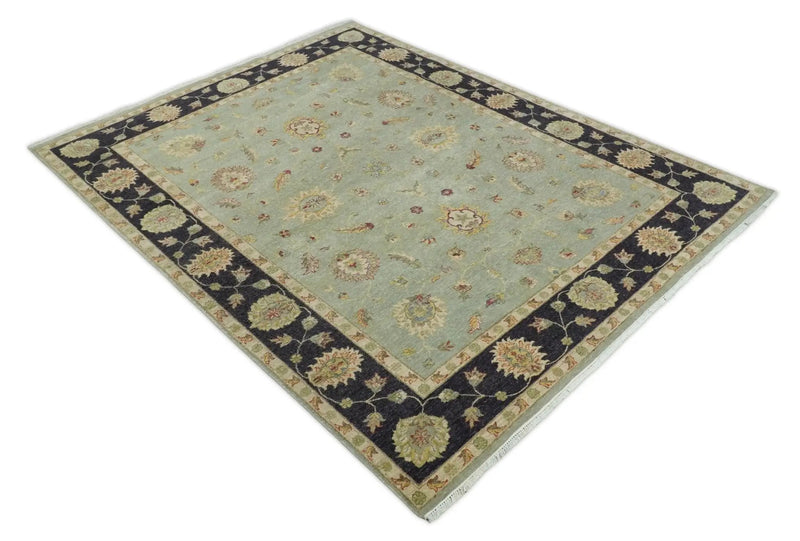 8x10 Fine Hand Knotted Silver and Black Antique Traditional Vintage Persian Wool Rug by The Rug Decor
