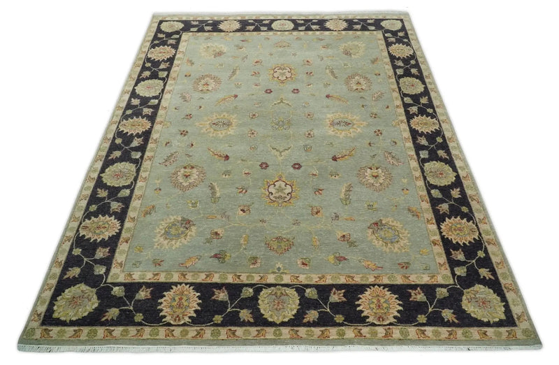8x10 Fine Hand Knotted Silver and Black Antique Traditional Vintage Persian Wool Rug by The Rug Decor