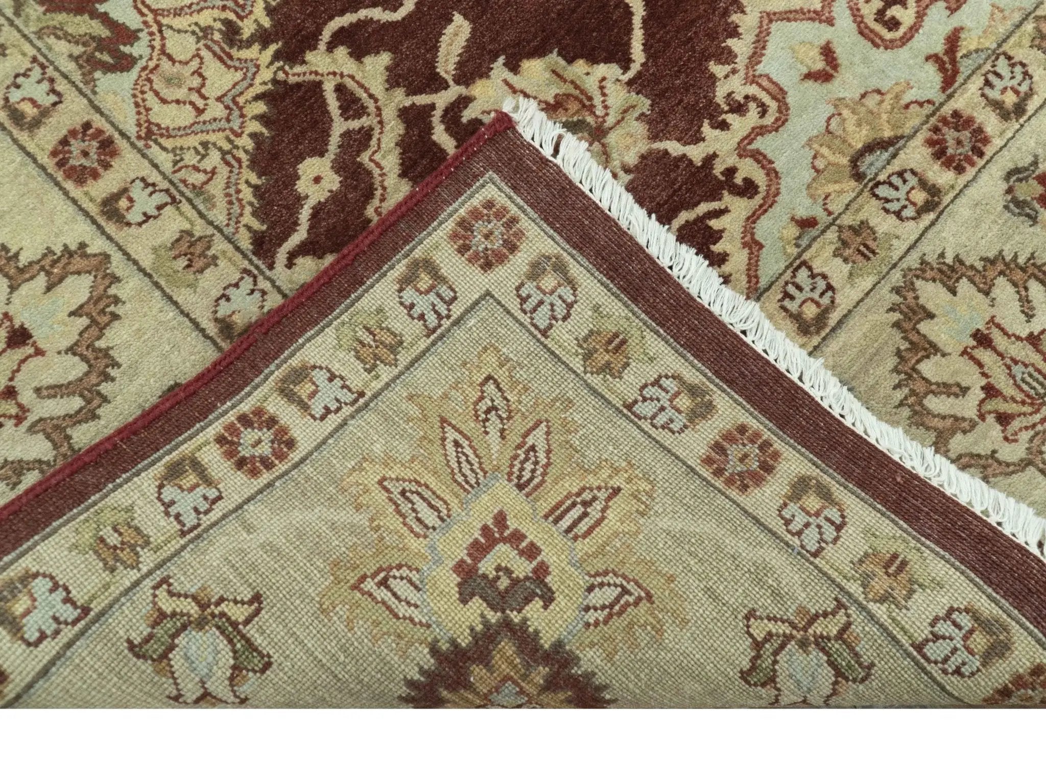 8X10 Fine Hand Knotted Rust And Gold Traditional Design Wool Rug by The Rug Decor